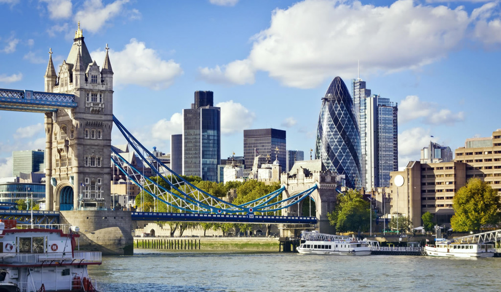 Capitals financial district and Tower Bridge over the Thames, London City Mortgages