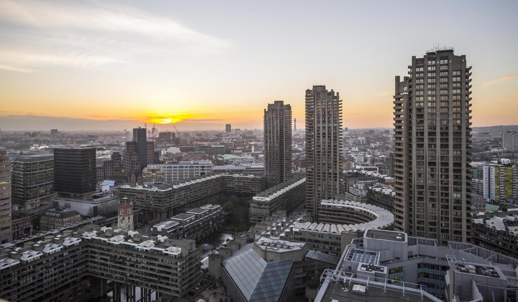 Panoranic view of the Barbican Estate and West London City Mortgages